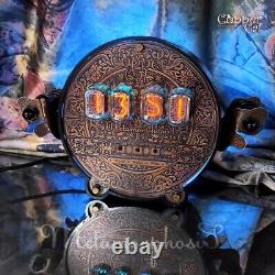 Unique Nixie tube table clock 4xIN-12 Metamorphosis by Copper Cat Art Group