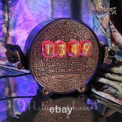 Unique Nixie tube table clock 4xIN-12 Metamorphosis by Copper Cat Art Group