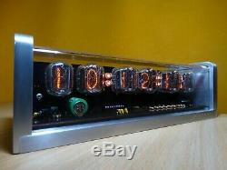 Unique retro 6xIN-12 Nixie Tubes Clock CNC machined aluminum case pink LED alarm