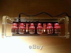 Unique retro style 6 x IN-12 Nixie Tubes Clock acrylic case & red led backlight