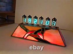 Unity Stained Glass Alarm Clock with Wi-Fi NTP IV11 VFD tubes Monjibox Nixie