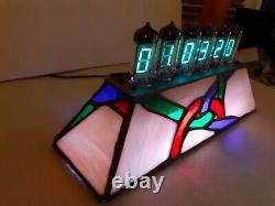 Unity Stained Glass Alarm Clock with Wi-Fi NTP IV11 VFD tubes Monjibox Nixie