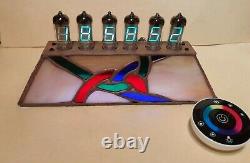 VFD alarm clock with WiFi NTP IV11 in stained glass Tiffany by JoVitree artist