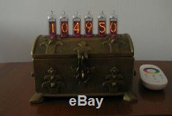 Vintage Brass case Nixie Clock IN14 tubes RGB Monjibox