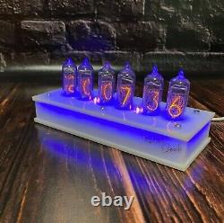 Vintage NIXIE TUBE CLOCK with IN-14 Wooden Case Tubes HandMade Clock Home Decor