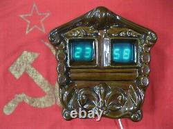 Vintage ceramic CLOCK HOUSE ELEKTRONIKA Soviet Russian VFD TUBE WALL USSR