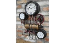 Wall Mounted Industrial Pipe Clock Pressure Gauge Style Home Decor