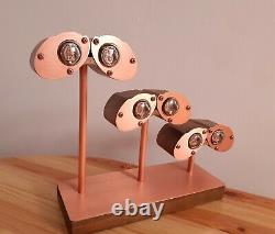 WallE Nixie Clock ZM1020 tubes Philips in wood copper case by Monjibox Nixie