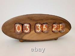 Walnut wood case Nixie clock with IN12 tubes by Monjibox Nixie