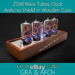 Z568 Arduino Shield Nixie Tubes Clock Wooden Case EXTRA LARGE 4 TUBES OPTIONAL
