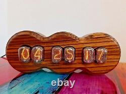 Zebrano wood Nixie clock with IN12 tubes by Monjibox Nixie