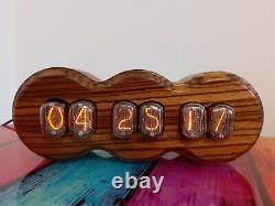 Zebrano wooden case by Monjibox Nixie Clock IN12 tubes