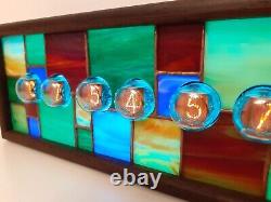 Zorba Nixie Clock with by JoVitree artist stained Glass Z560M tubes Monjibox